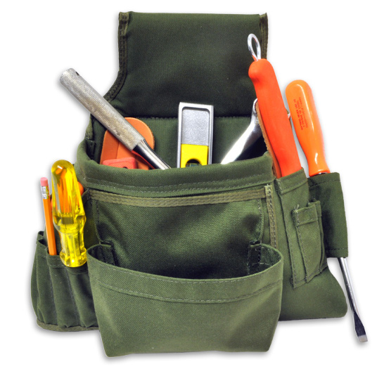 Tool Pouch, Green Woven Nylon, Belt Loop