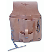 Leather Tool Pouch, Belt Loop, 5-Pocket